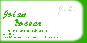 jolan mocsar business card