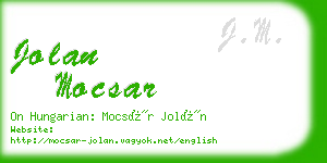 jolan mocsar business card